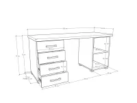 Laura íróasztal méretrajz